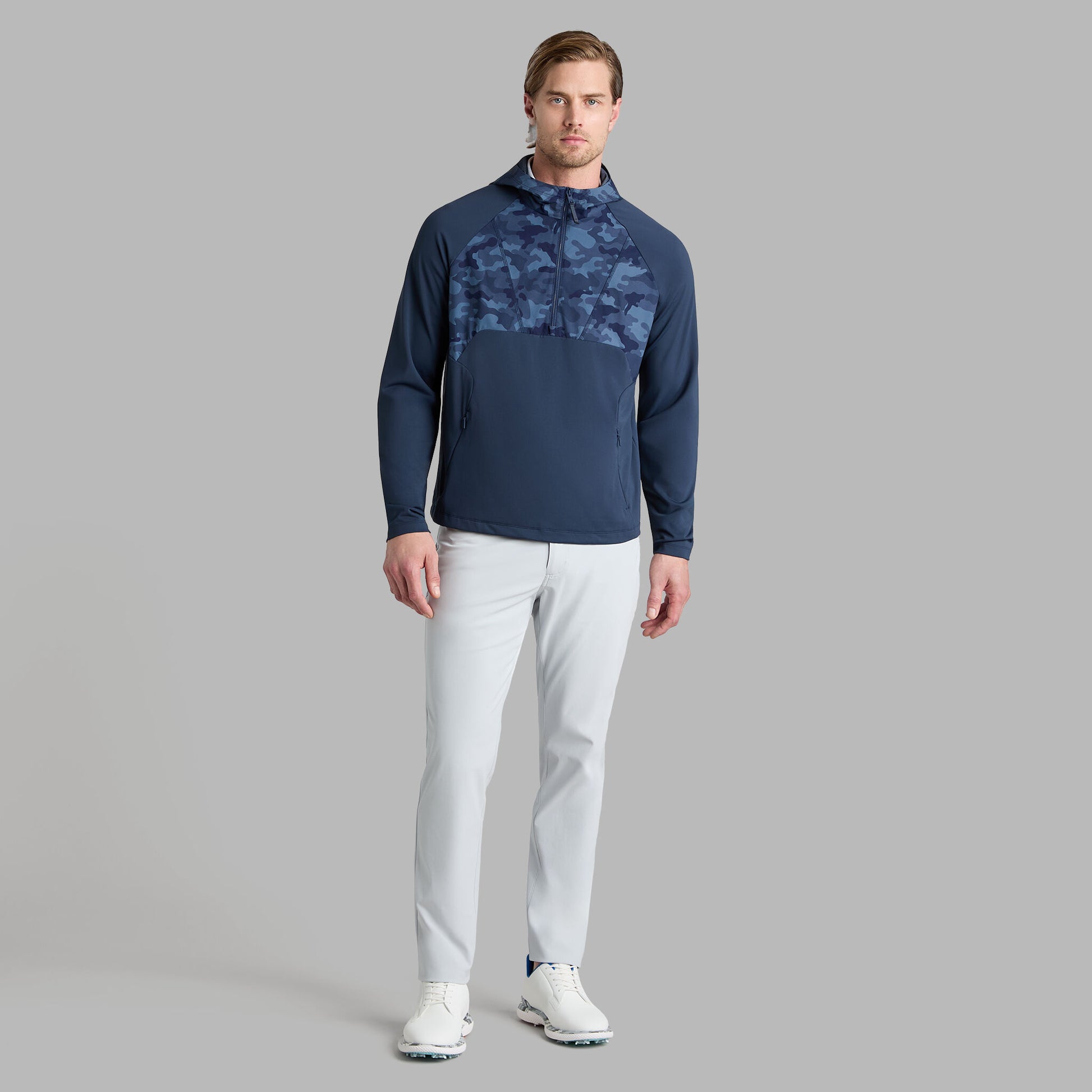 G/FORE HYBRID 1/4 ZIP HOODED PULLOVER