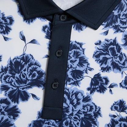 G/FORE STAMPED FLORAL TECH JERSEY POLO