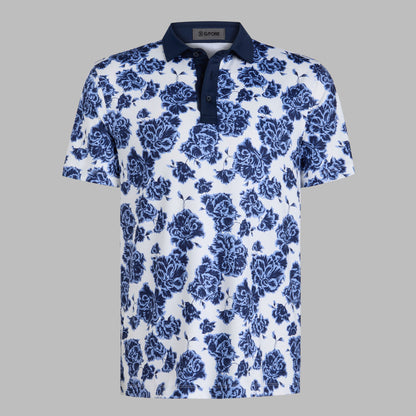 G/FORE STAMPED FLORAL TECH JERSEY POLO