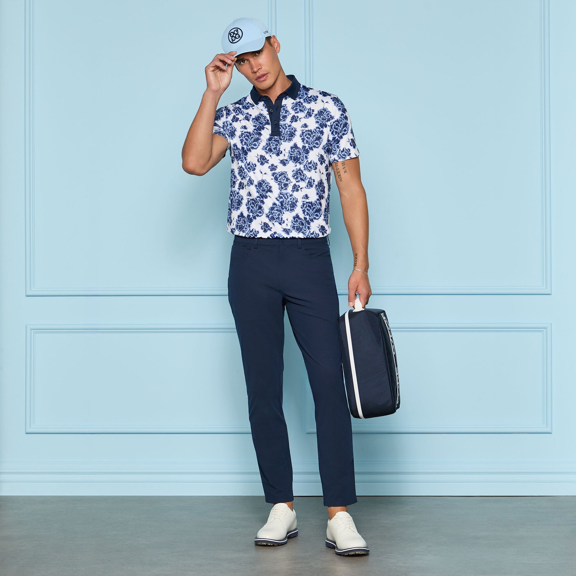 G/FORE STAMPED FLORAL TECH JERSEY POLO