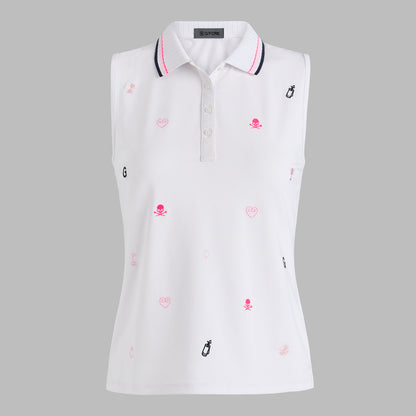 G/FORE EMBROIDERED TECH PIQUÉ SLEEVELESS PERFORMANCE POLO