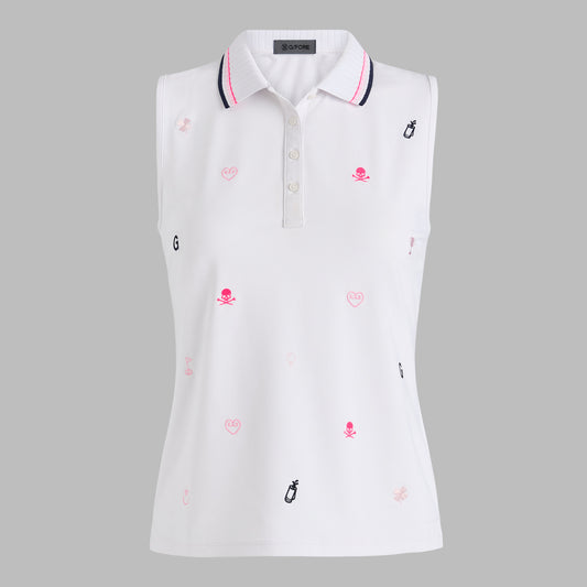 G/FORE EMBROIDERED TECH PIQUÉ SLEEVELESS PERFORMANCE POLO