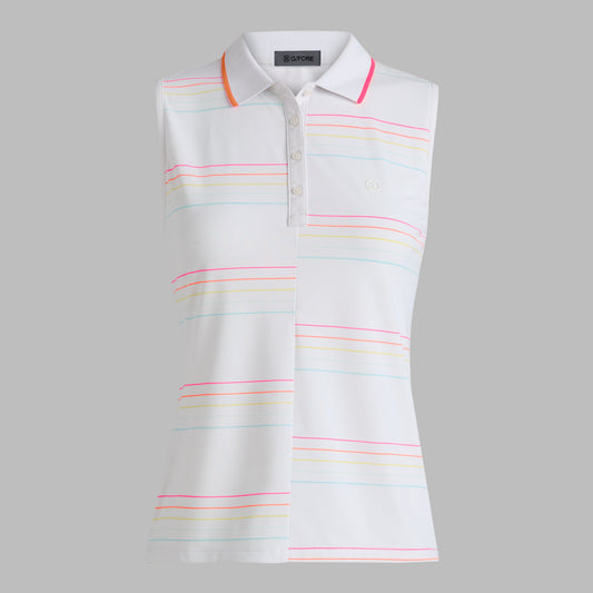 G/FORE OFFSET STRIPE TECH PIQUÉ SLEEVELESS POLO