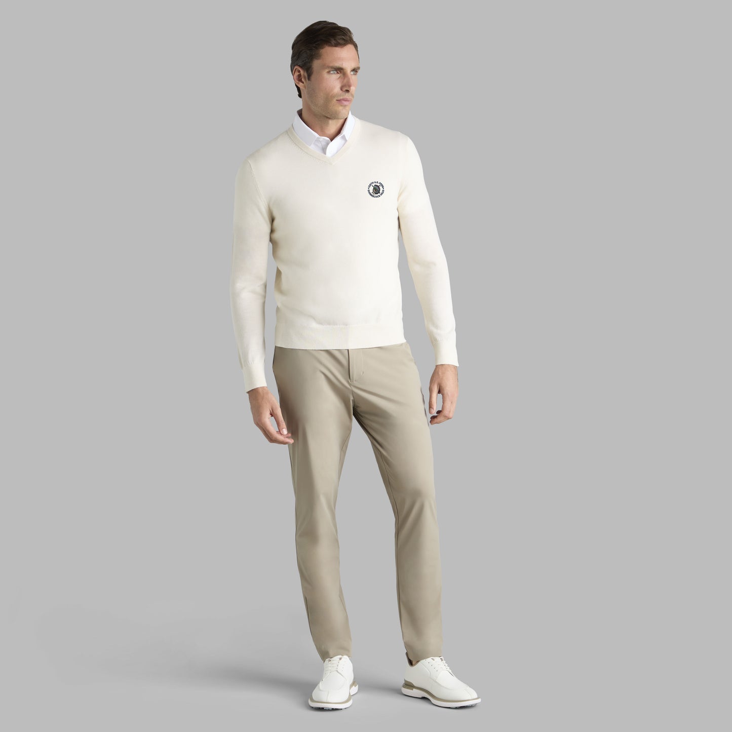 G/FORE LTD RELEASE 2026 U.S. OPEN G SCRIBE VERSE V NECK CASHMERE SWEATER
