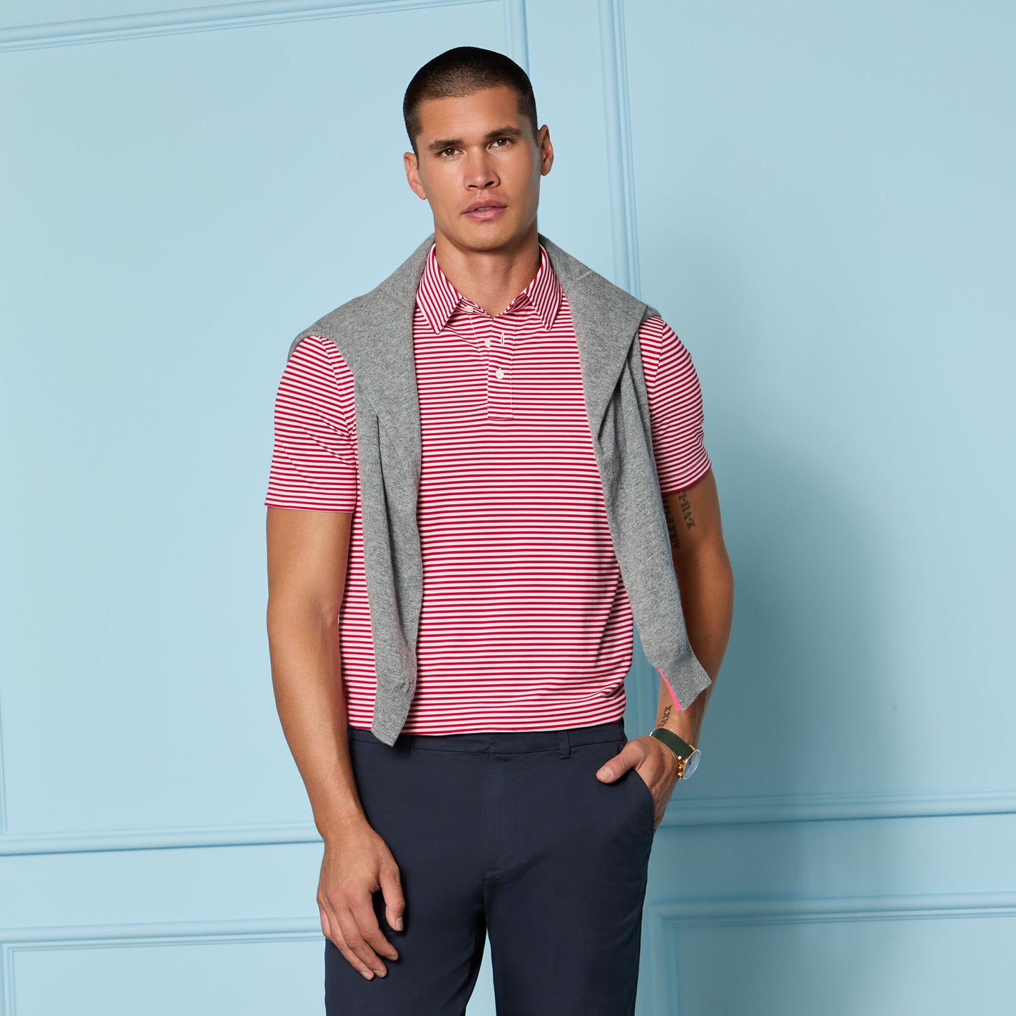 G/FORE ALL PLAY STRIPE STRETCH KNIT POLO
