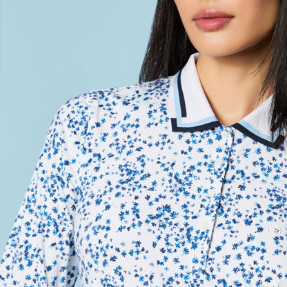 G/FORE SCATTERED DITZY SILKY TECH NYLON LONG SLEEVE POLO