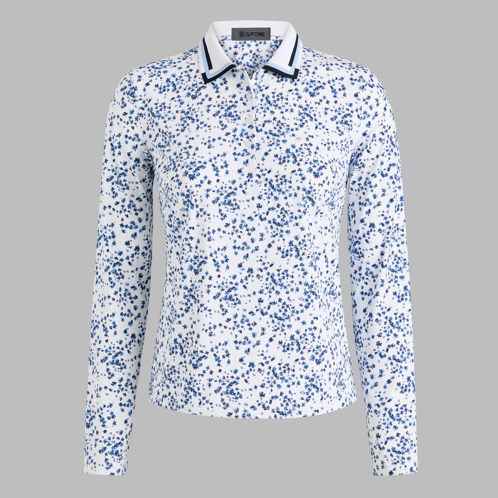 G/FORE SCATTERED DITZY SILKY TECH NYLON LONG SLEEVE POLO