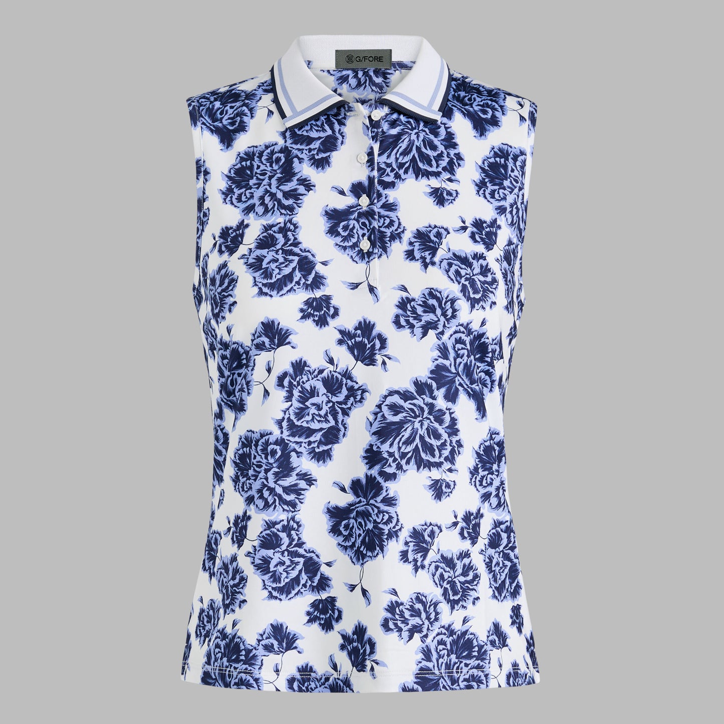 G/FORE STAMPED FLORAL TECH JERSEY SLEEVELESS POLO