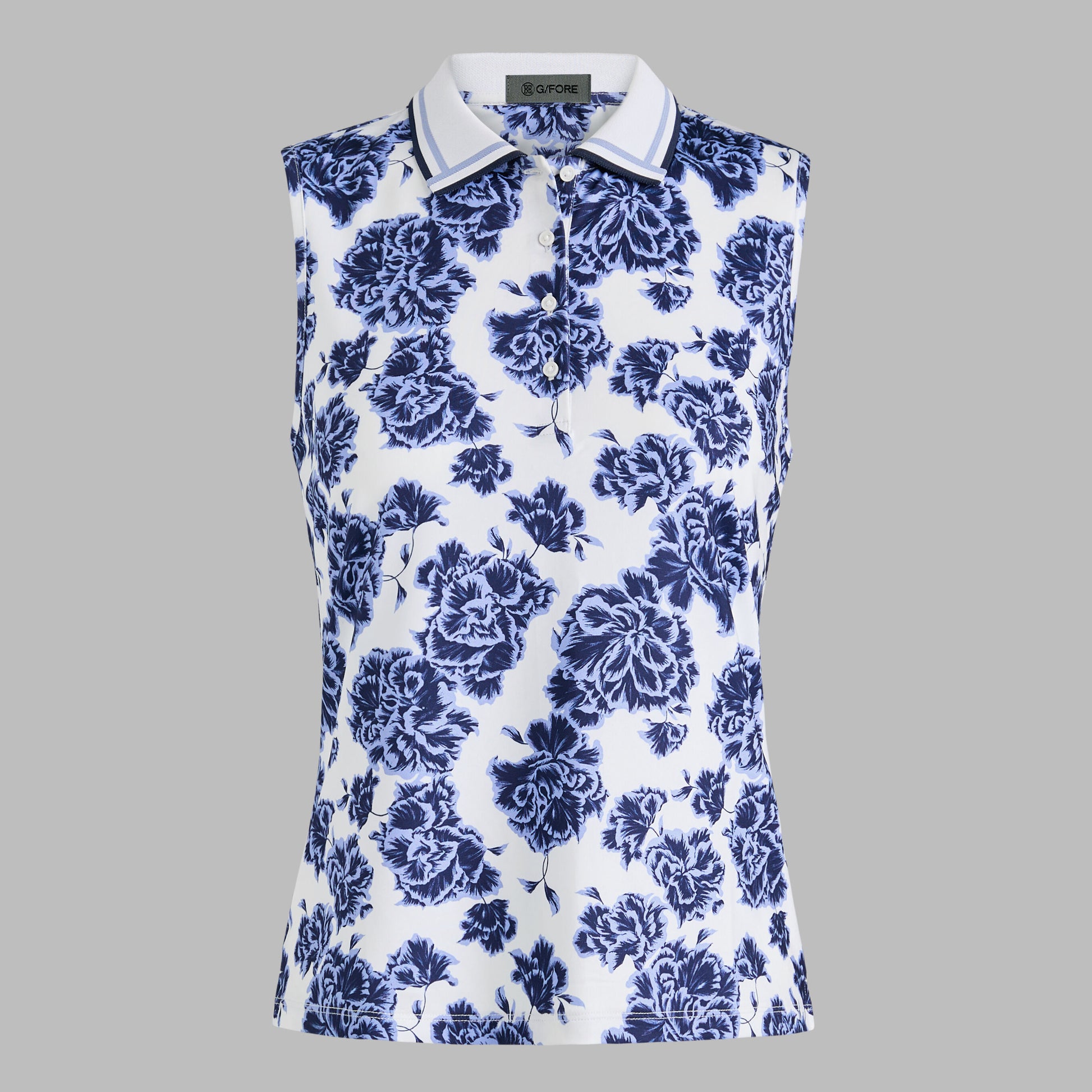 G/FORE STAMPED FLORAL TECH JERSEY SLEEVELESS POLO