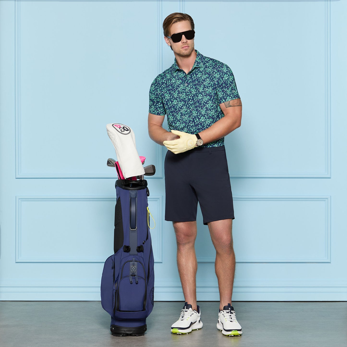 G/FORE SCATTERED DITZY TECH JERSEY POLO