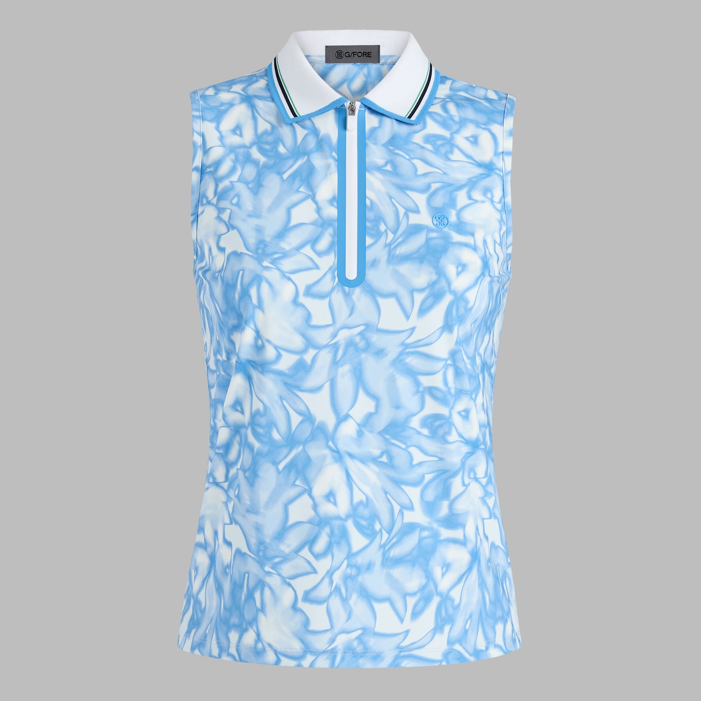 G/FORE TRIPPY FLORAL SILKY TECH NYLON SLEEVELESS POLO