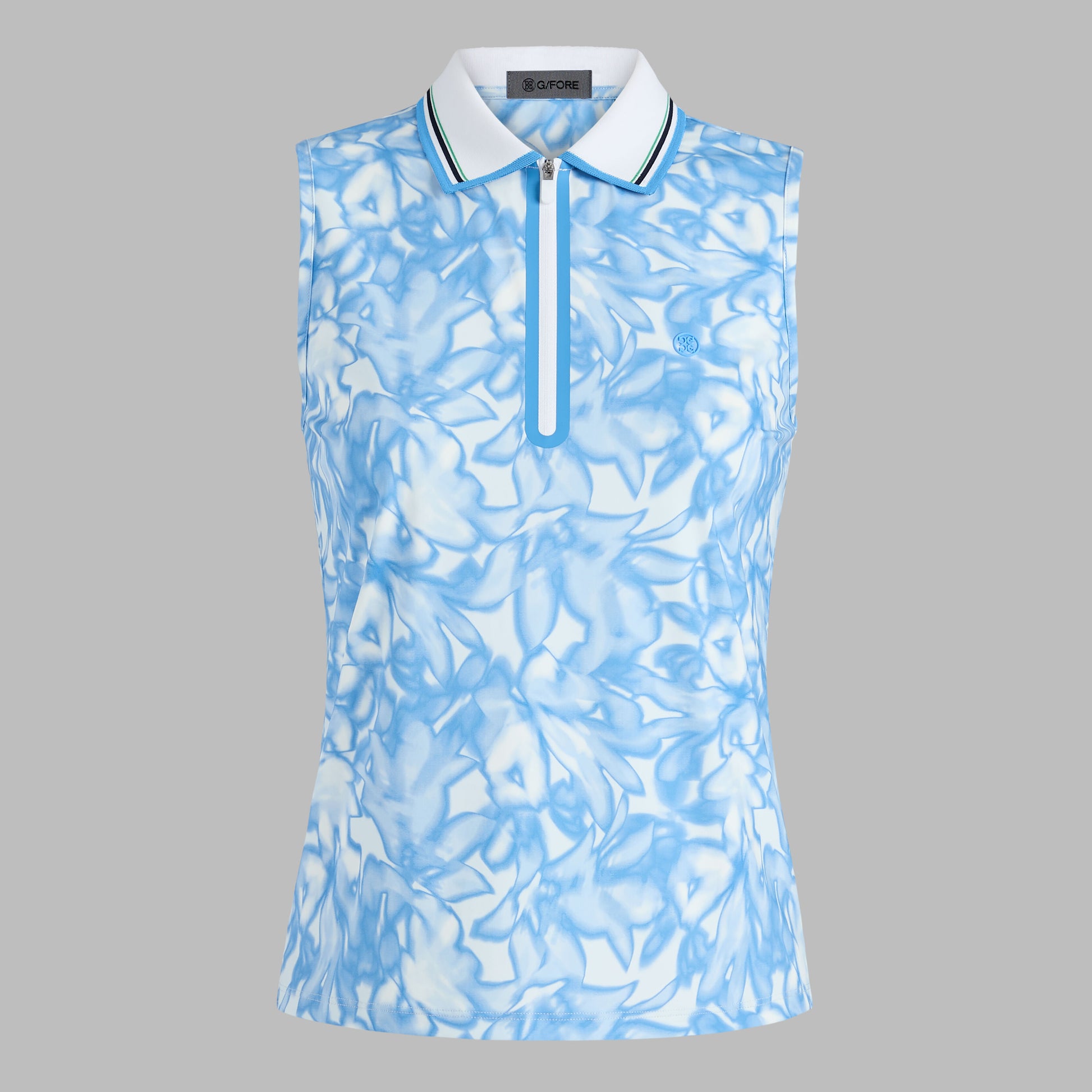 G/FORE TRIPPY FLORAL SILKY TECH NYLON SLEEVELESS POLO