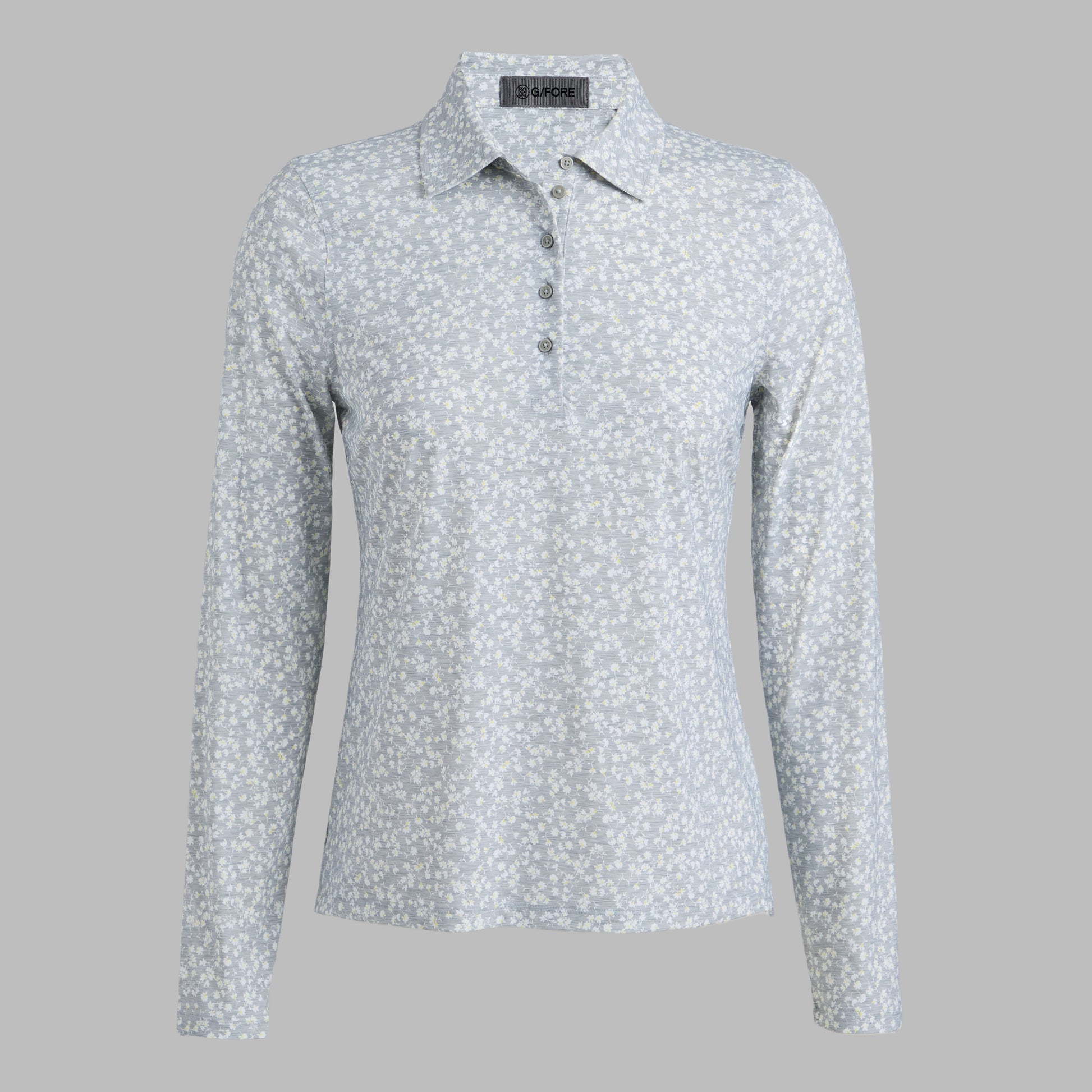 G/FORE DITSY FLORAL TECH JERSEY LONG SLEEVE POLO