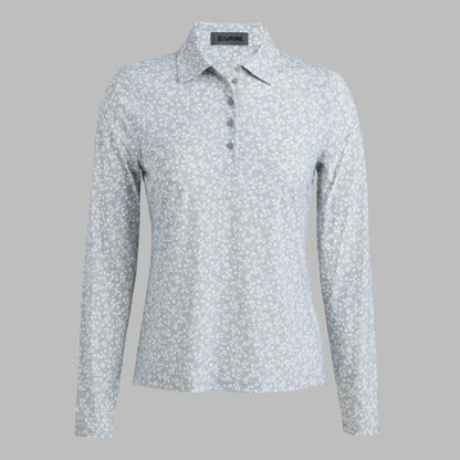G/FORE DITSY FLORAL TECH JERSEY LONG SLEEVE POLO