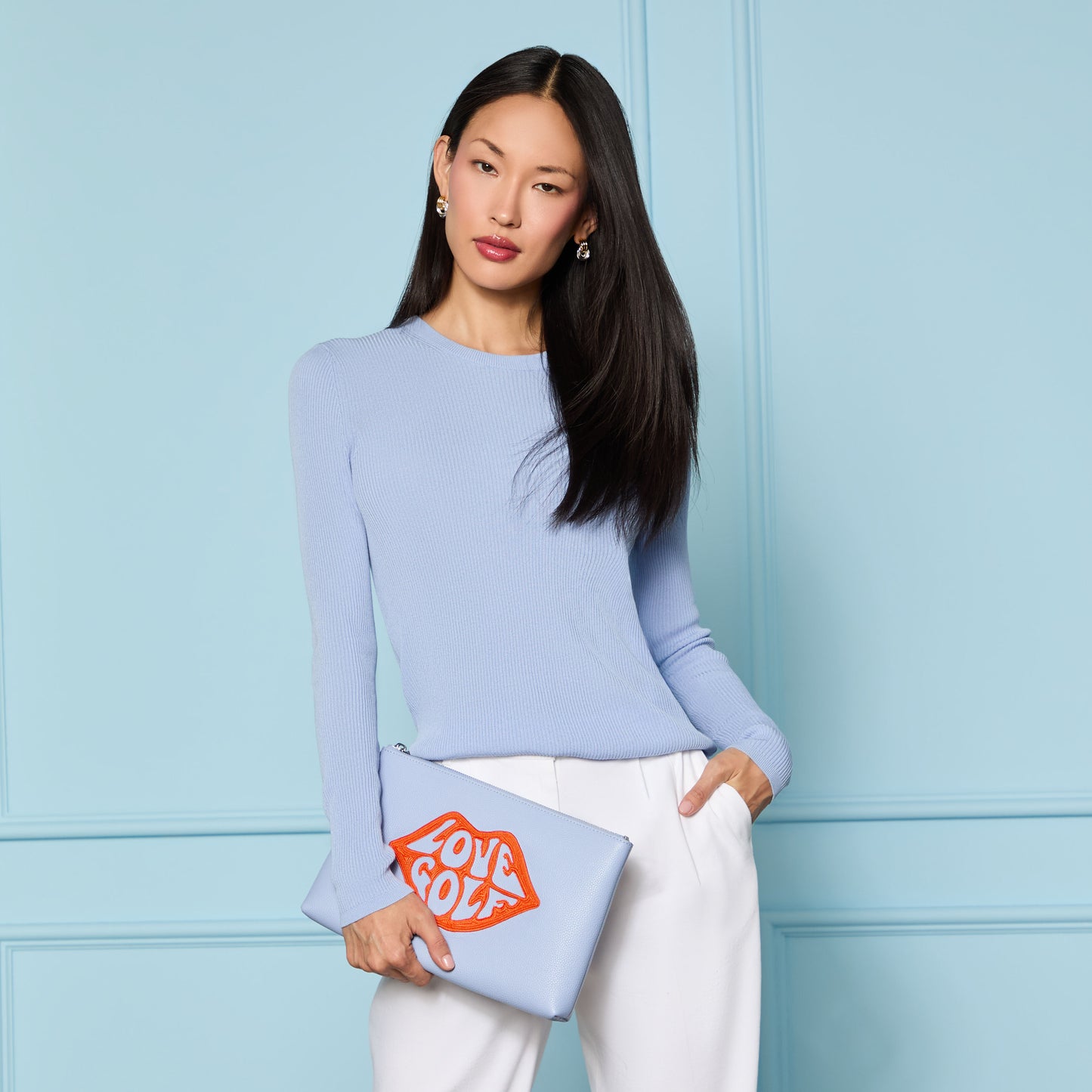 G/FORE COTTON BLEND RIB KNIT FITTED TOP