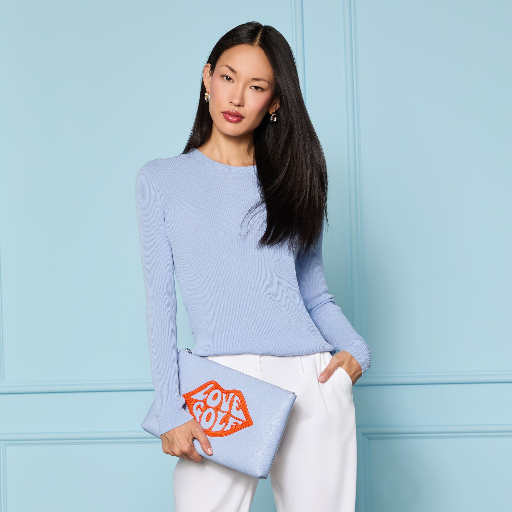G/FORE COTTON BLEND RIB KNIT FITTED TOP