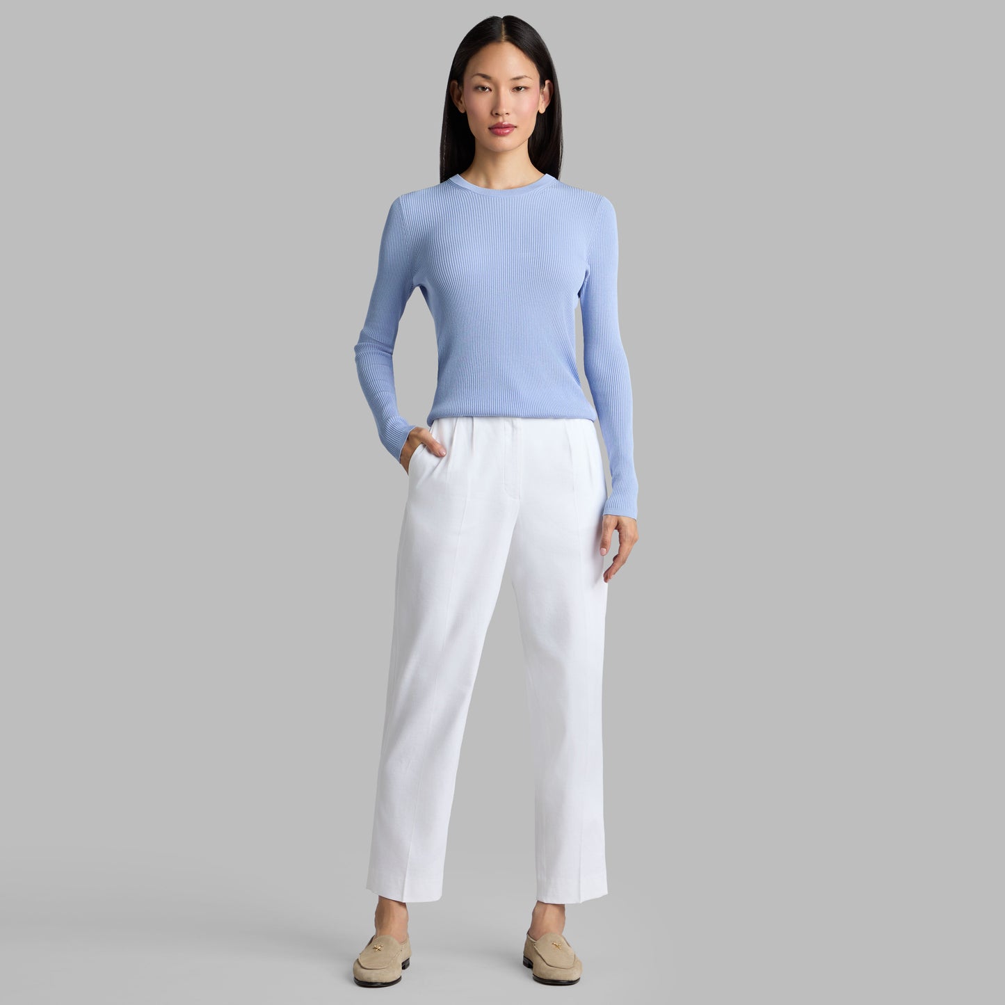 G/FORE LTD RELEASE LINEN CROPPED PLEATED TROUSER