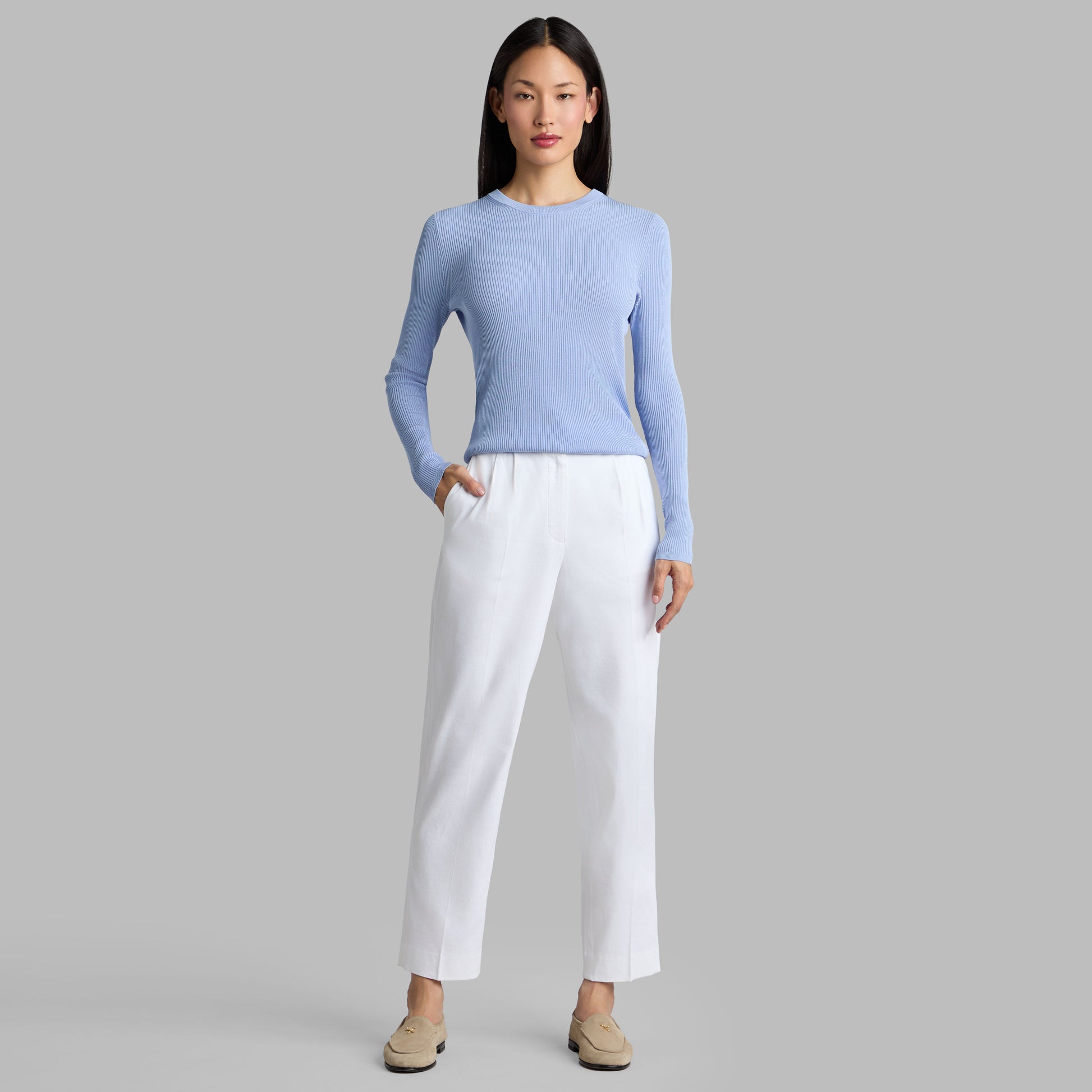 G/FORE LTD RELEASE LINEN CROPPED PLEATED TROUSER