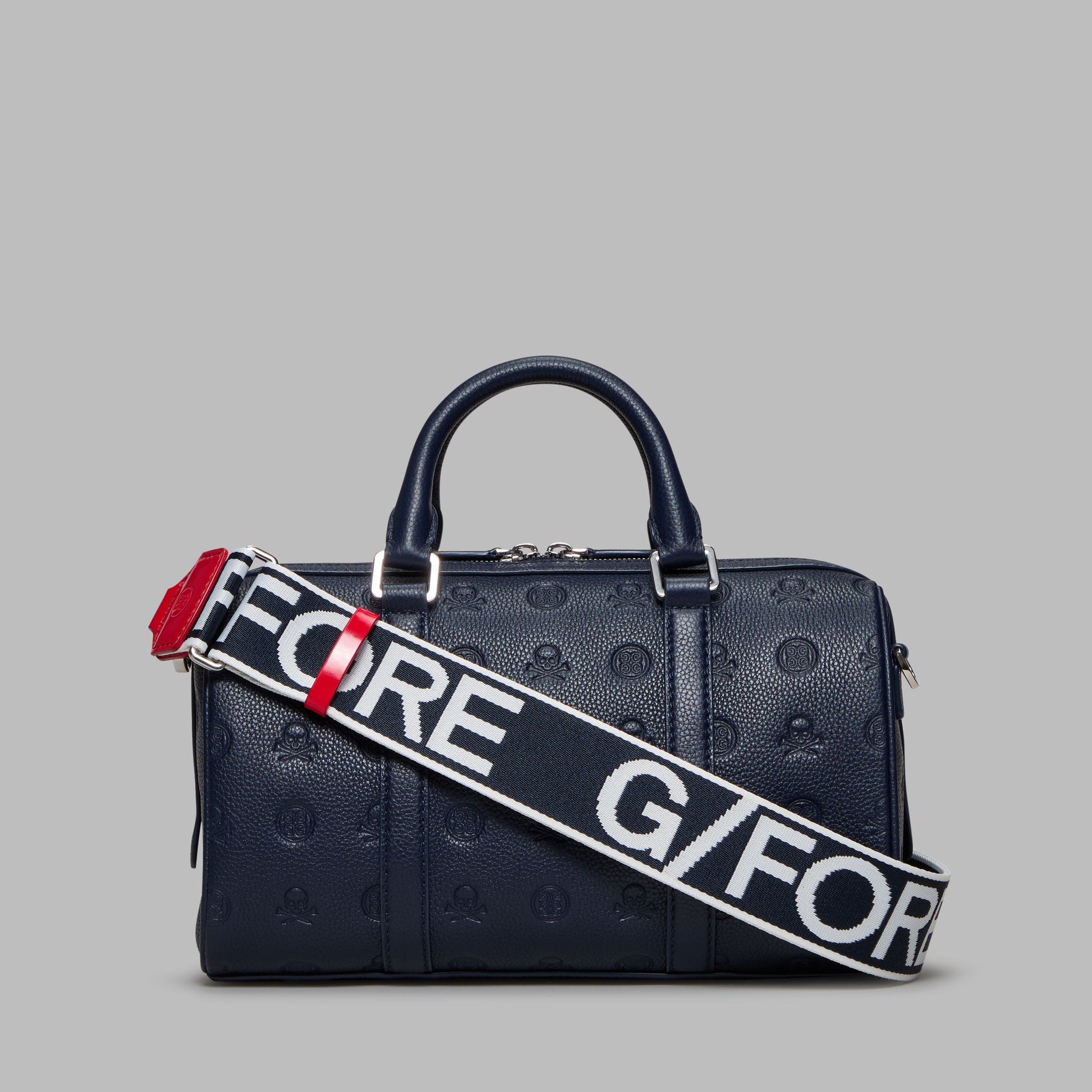 G/FORE EMBOSSED SKULL & TEES LEATHER MINI DUFFEL CART BAG