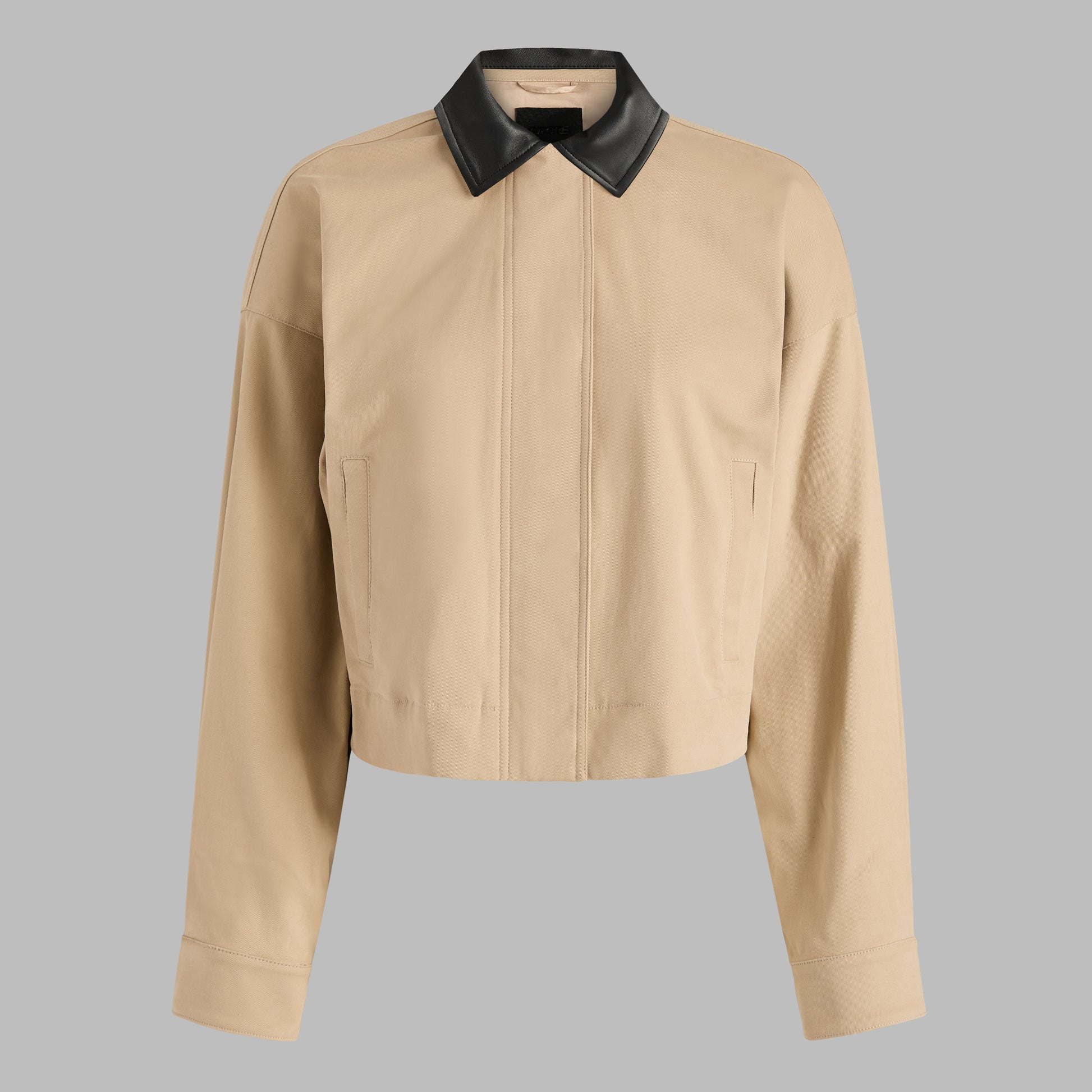 G/FORE LTD RELEASE LEATHER COLLAR TRI-COTTON CROPPED JACKET