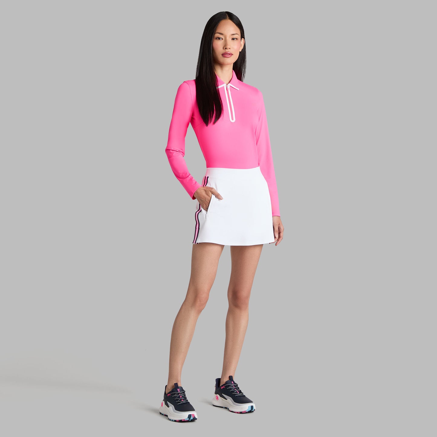 G/FORE SILKY TECH NYLON LONG SLEEVE 1/4 ZIP POLO