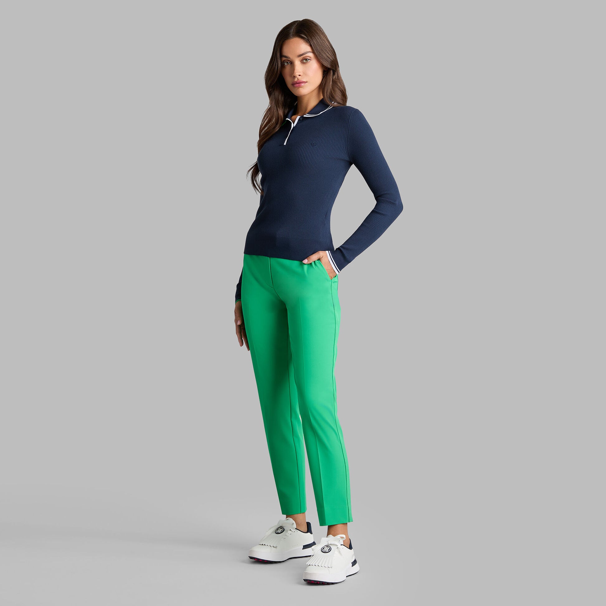 G/FORE VISCOSE BLEND LONG SLEEVE KNIT POLO
