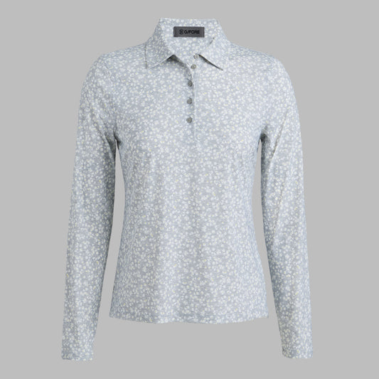 G/FORE DITSY FLORAL TECH JERSEY LONG SLEEVE POLO