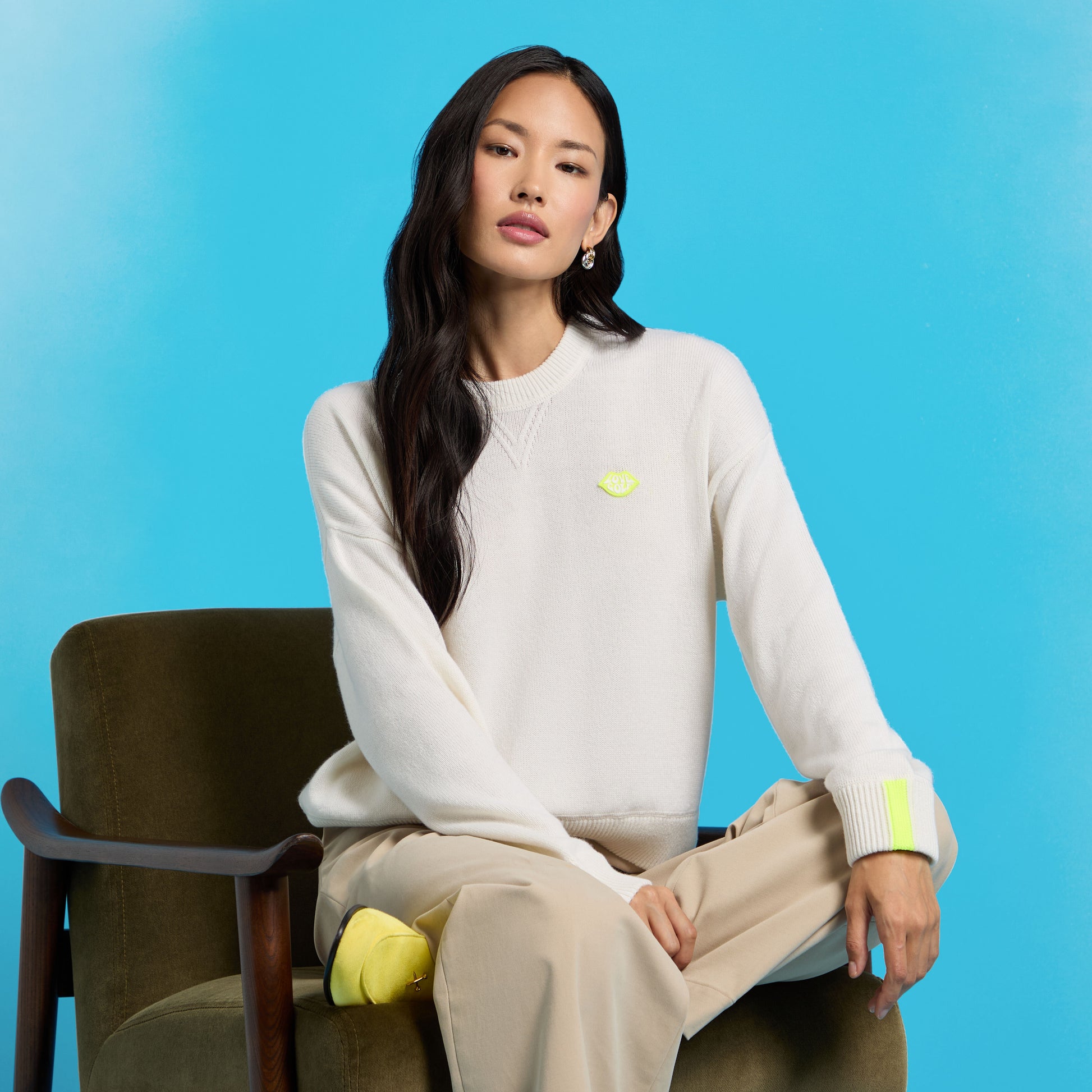 G/FORE TIPPED CASHMERE CREWNECK SWEATER