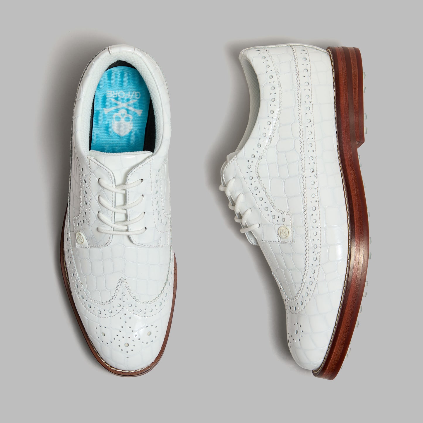 G/FORE LTD RELEASE GALLIVANTER CROC-EMBOSSED LEATHER LUXE SOLE GOLF SHOE