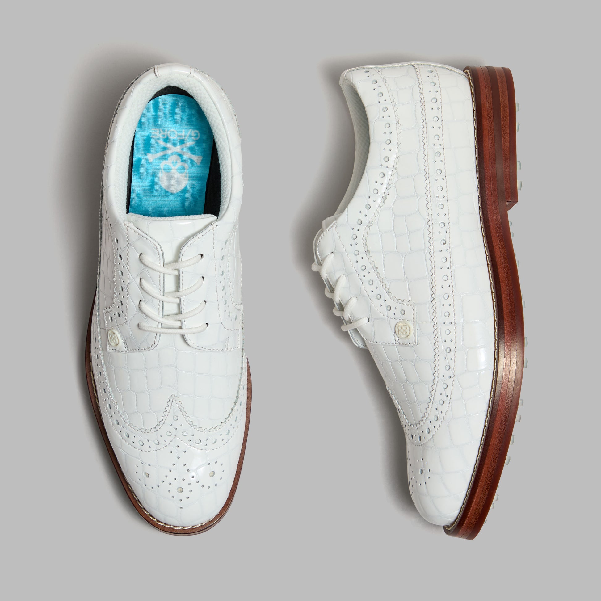 G/FORE LTD RELEASE GALLIVANTER CROC-EMBOSSED LEATHER LUXE SOLE GOLF SHOE
