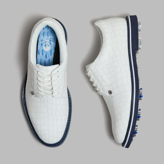 G/FORE LTD RELEASE GALLIVANTER G/LOCK CROC-EMBOSSED LEATHER DERBY GOLF SHOE