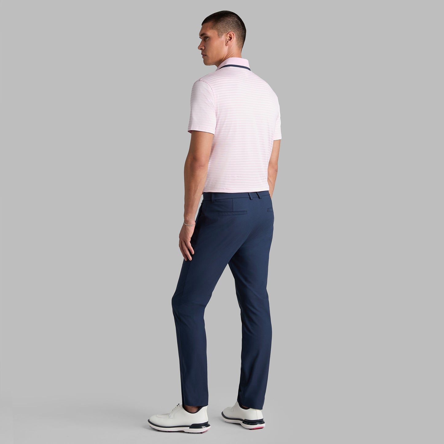 G/FORE PERFORATED STRIPE JERSEY POLO
