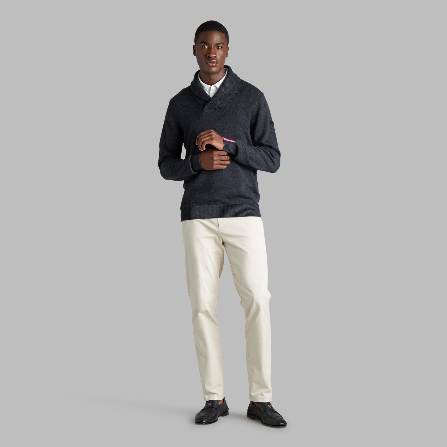 G/FORE SHAWL COLLAR MERINO WOOL SWEATER