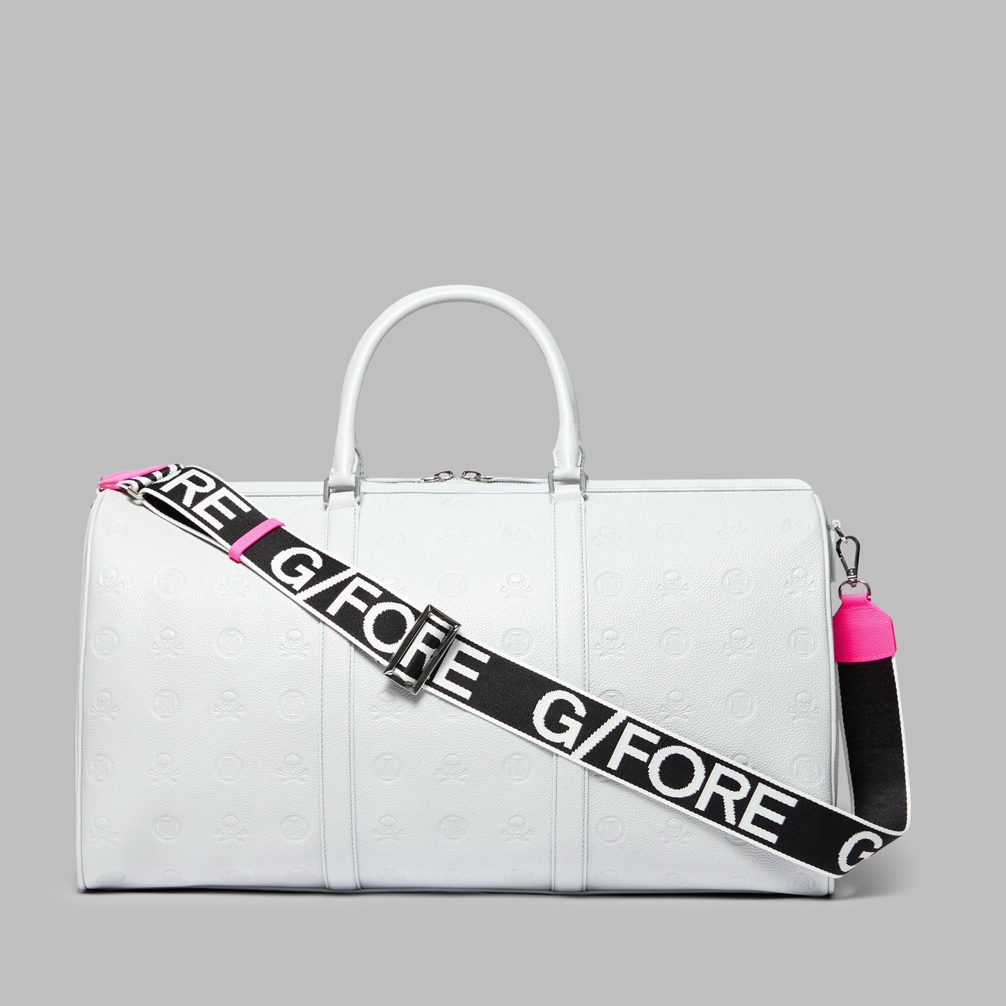 G/FORE EMBOSSED SKULL & TEES LEATHER WEEKENDER