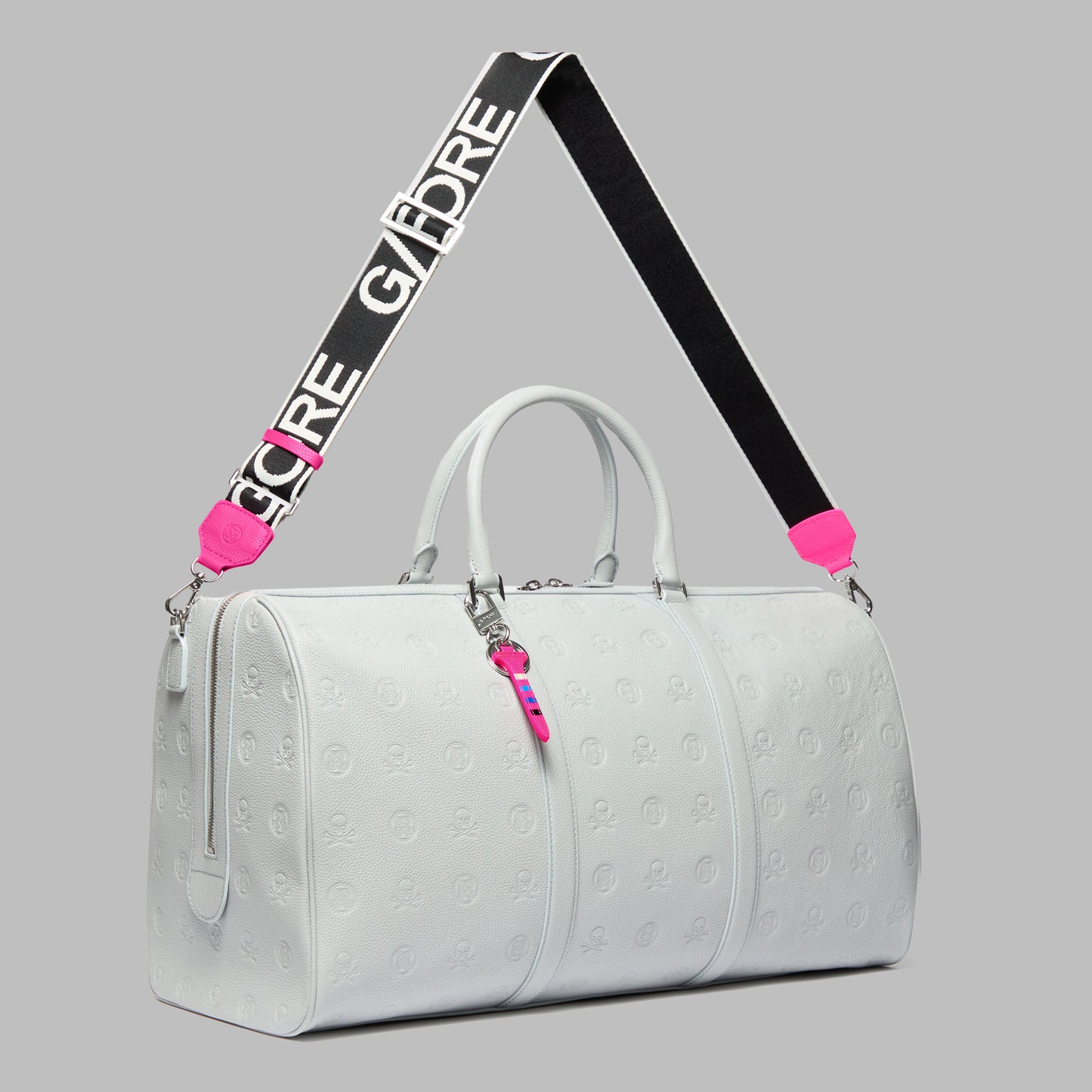 G/FORE EMBOSSED SKULL & TEES LEATHER WEEKENDER