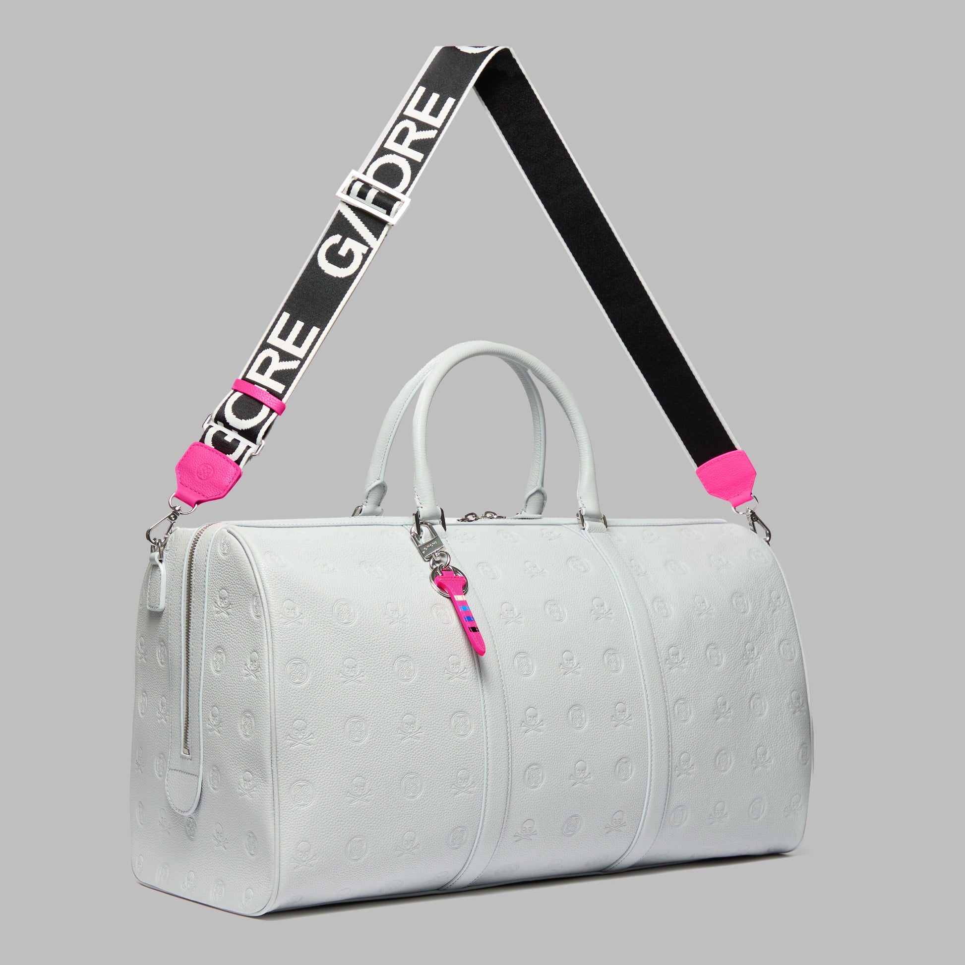 G/FORE EMBOSSED SKULL & TEES LEATHER WEEKENDER