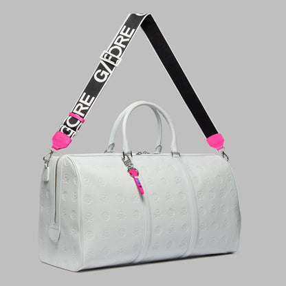 G/FORE EMBOSSED SKULL & TEES LEATHER WEEKENDER