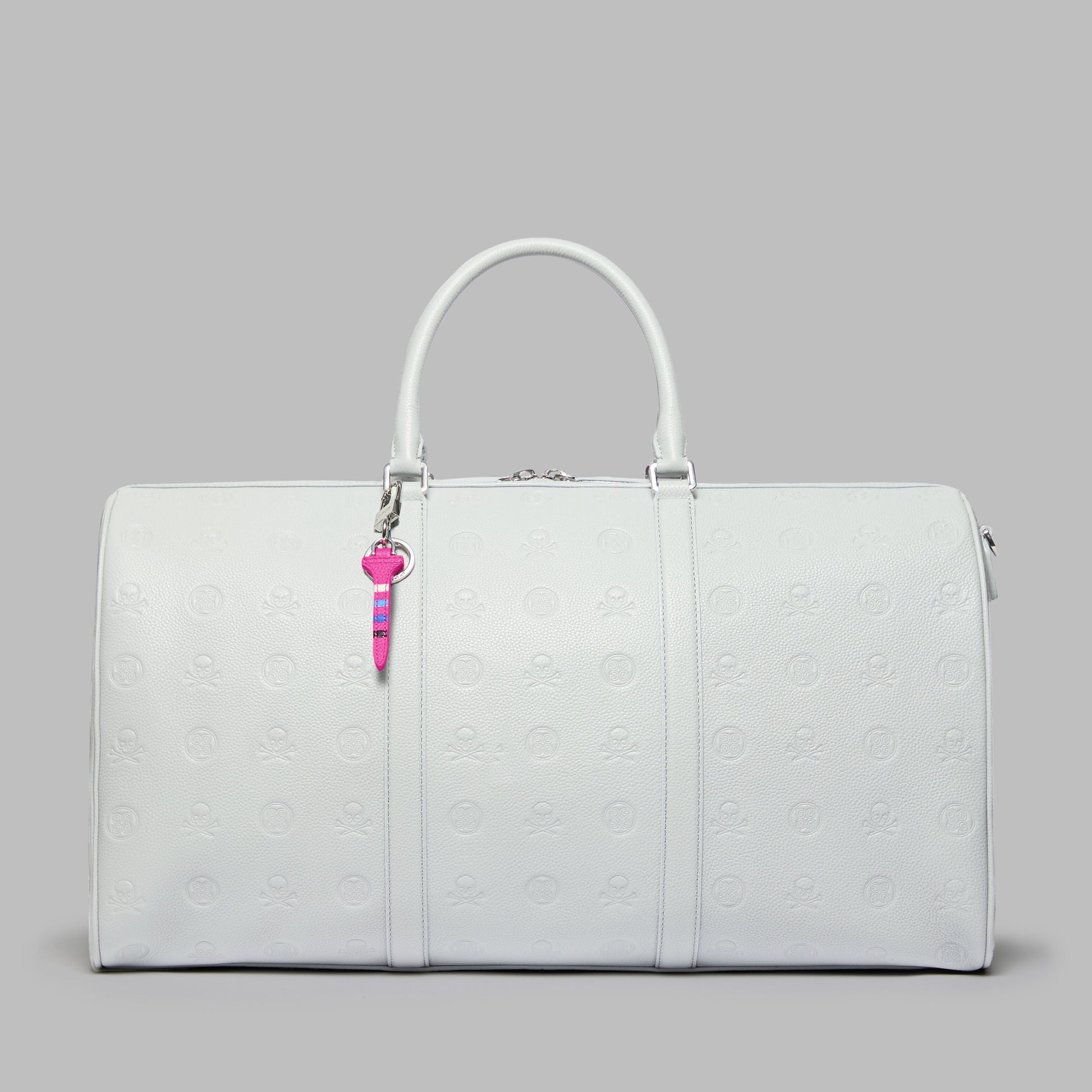 G/FORE EMBOSSED SKULL & TEES LEATHER WEEKENDER