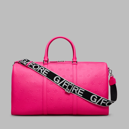G/FORE EMBOSSED SKULL & TEES LEATHER WEEKENDER