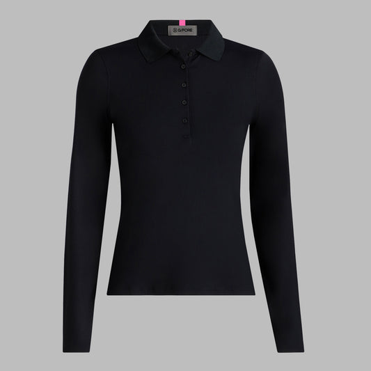 G/FORE RIBBED TECH NYLON LONG SLEEVE POLO