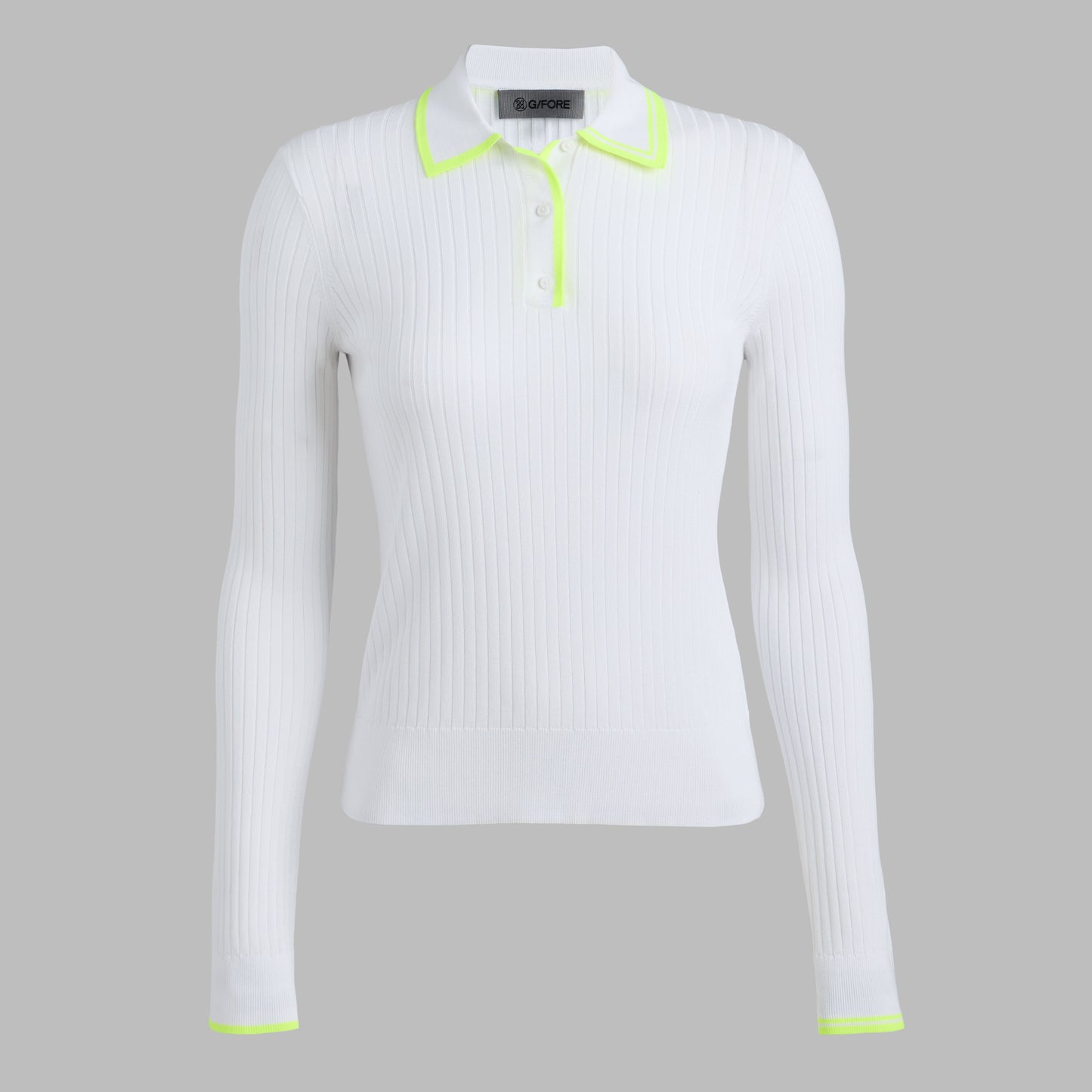 G/FORE RIBBED KNIT LONG SLEEVE POLO SWEATER