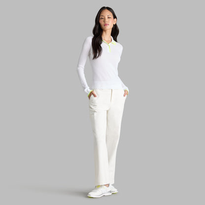G/FORE RIBBED KNIT LONG SLEEVE POLO SWEATER