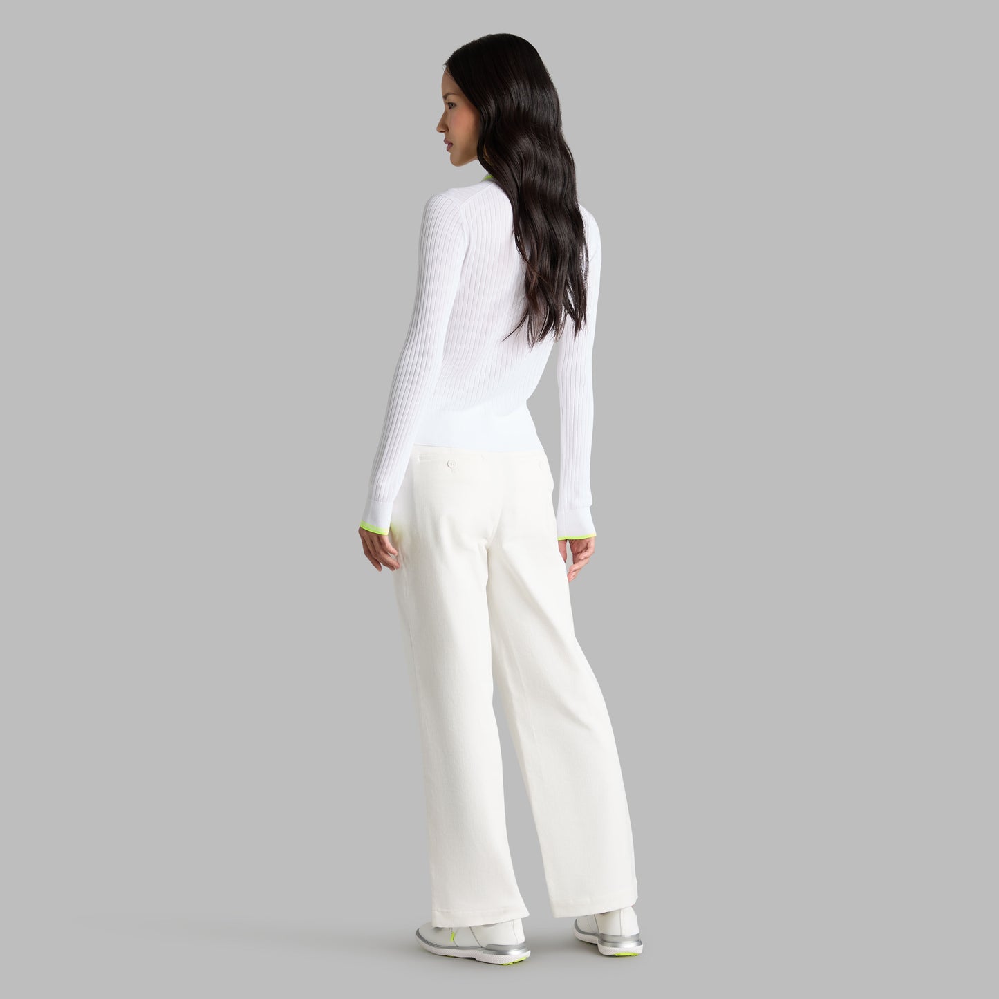 G/FORE RIBBED KNIT LONG SLEEVE POLO SWEATER