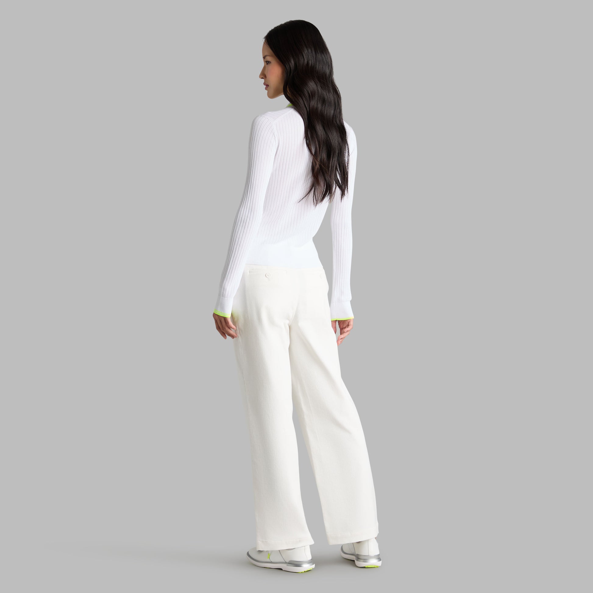 G/FORE RIBBED KNIT LONG SLEEVE POLO SWEATER