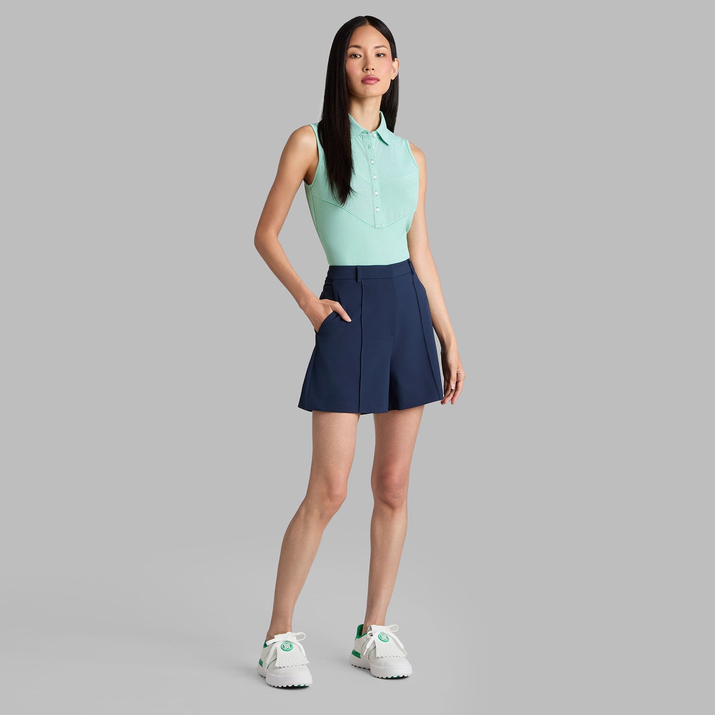 G/FORE CHEVRON STRIPE TECH PIQUÉ SLEEVELESS POLO