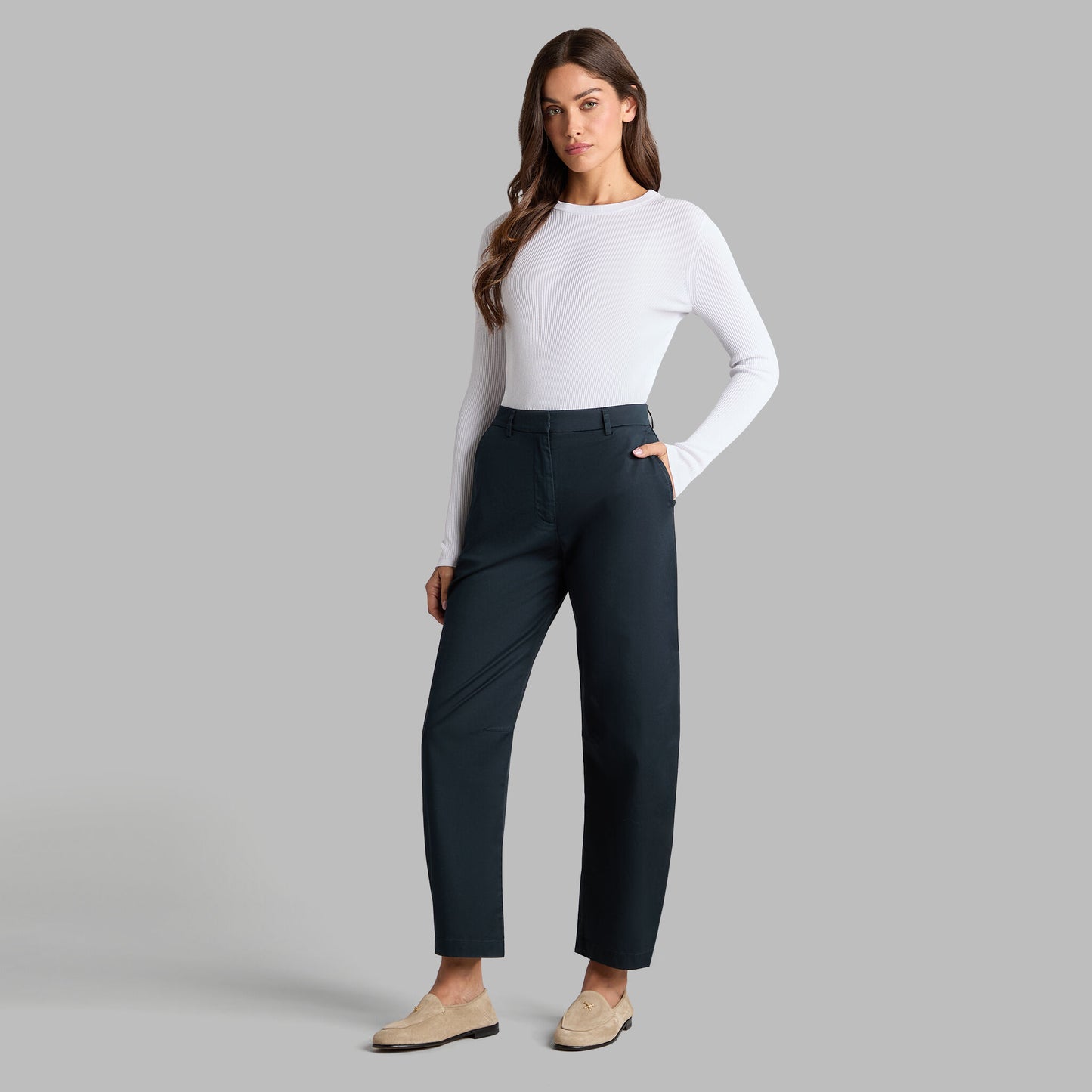 G/FORE COTTON BLEND RIB KNIT FITTED TOP