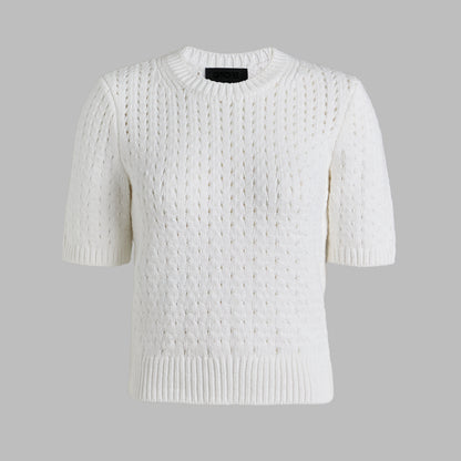G/FORE LTD RELEASE VILLA COTTON BLEND CROPPED SHORT SLEEVE SWEATER