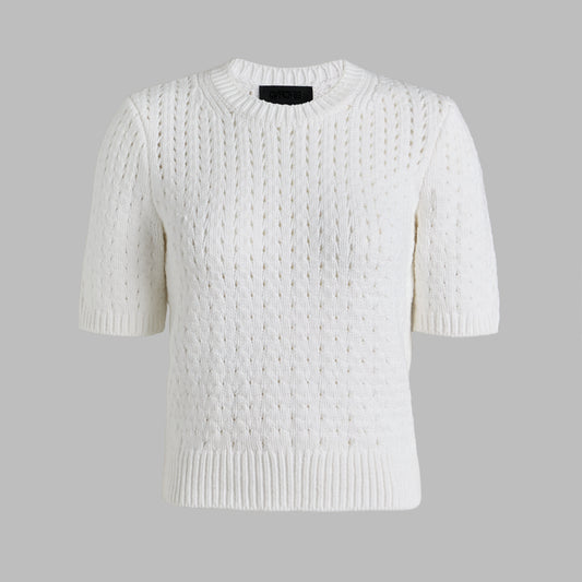 G/FORE LTD RELEASE VILLA COTTON BLEND CROPPED SHORT SLEEVE SWEATER