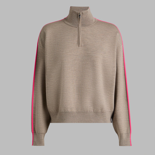 G/FORE MERINO WOOL COTTON PLAITED 1/4 ZIP SWEATER