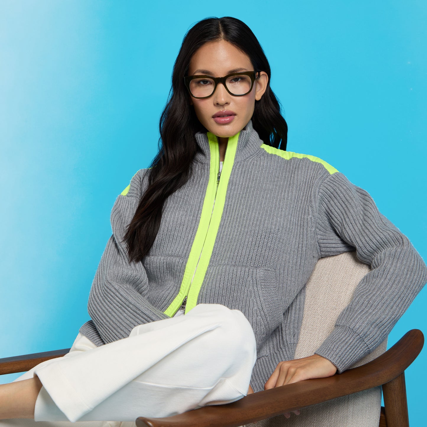 G/FORE FUNNEL NECK MERINO WOOL SWEATER JACKET
